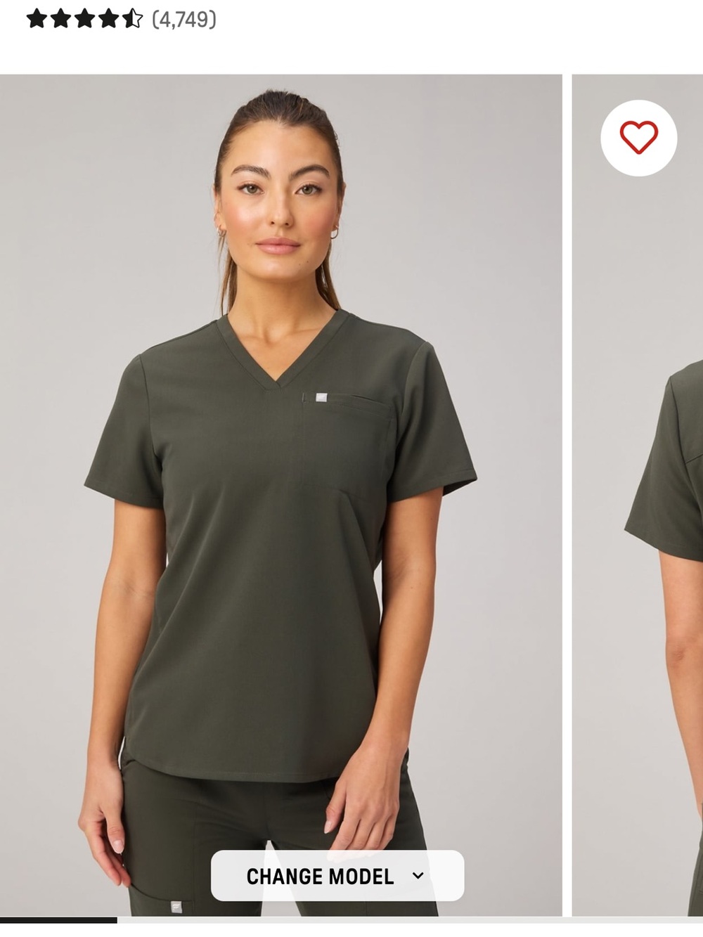 Fabletics Olive Green V-Neck Short Sleeve Scrub Top - BRAND NEW